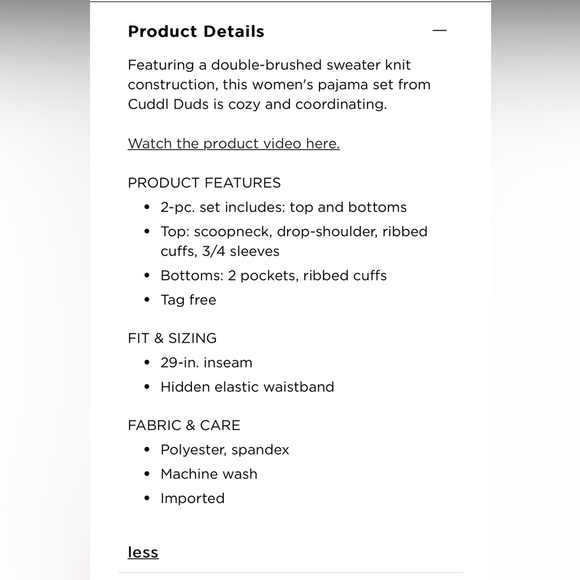 Cuddl Duds® Sz XL Knit 3/4 Sleeve Pajama Top & Banded Pajama Jogger Pants - Picture 12 of 16